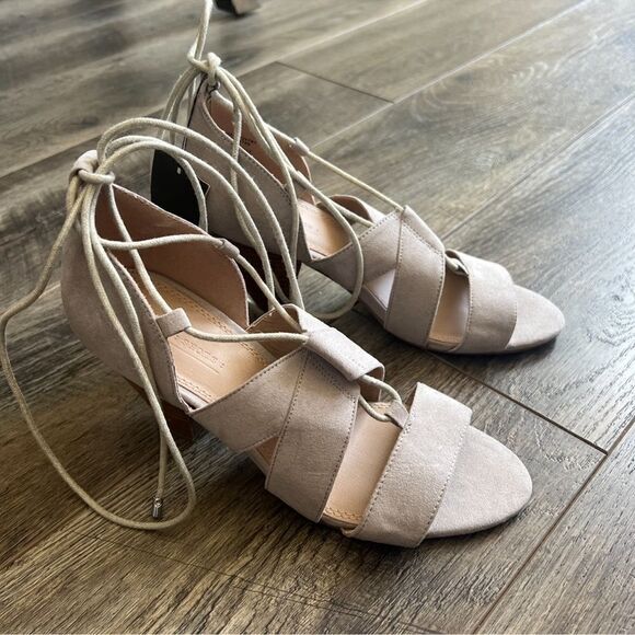 ASOS TALI Lace Up Heeled Sandals Faux Suede Gladiator Shoes Size 5 NWT Grey - Picture 4 of 12